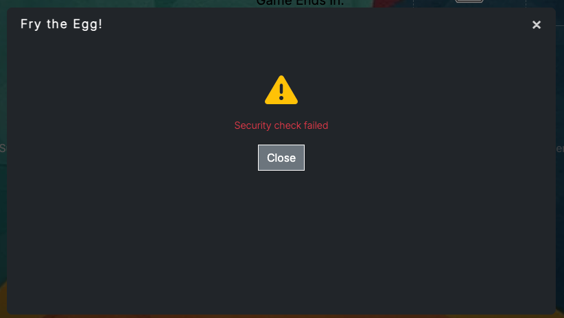 Security check failed message