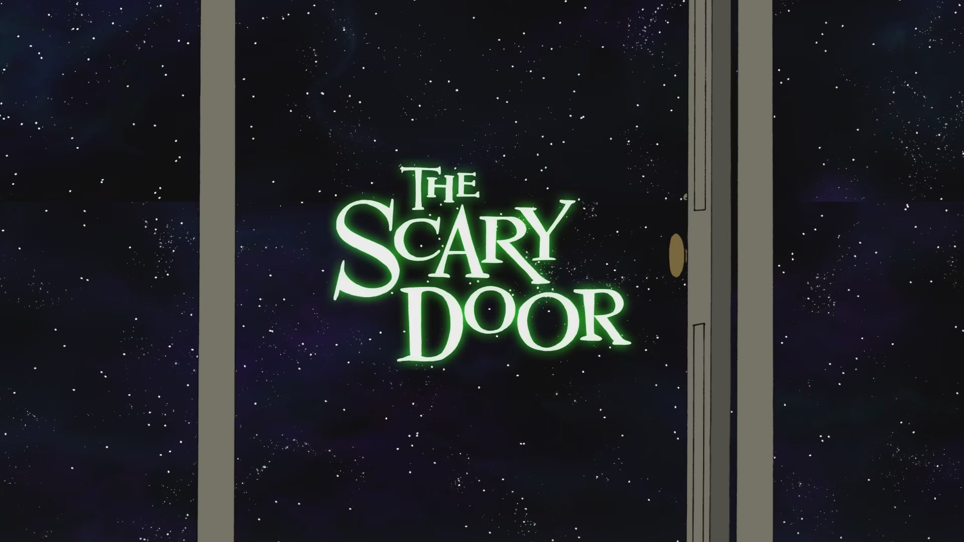 Title snapshot of "The Scary Door", a fictional show in Futurama