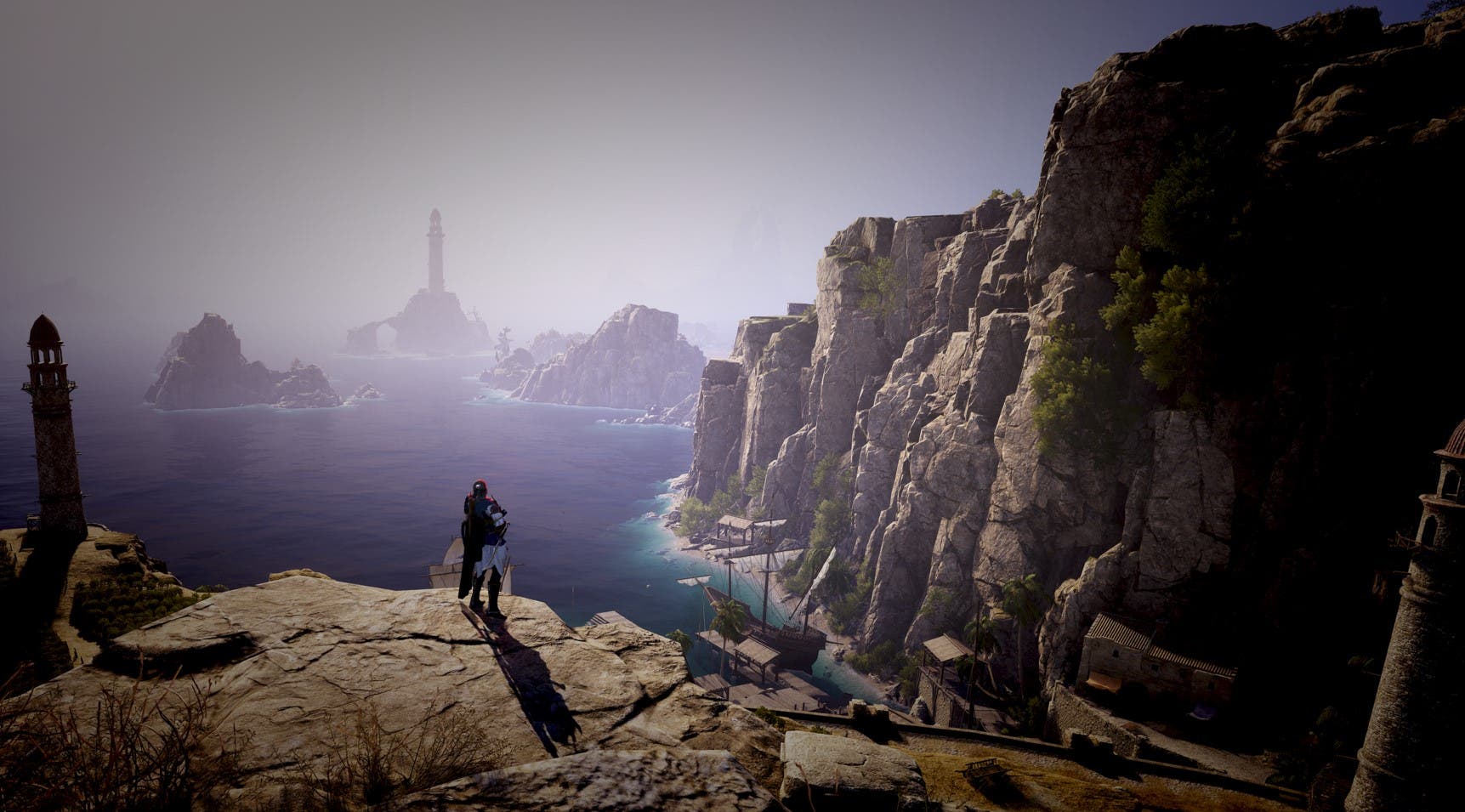 Player standing over a cliff and ocean