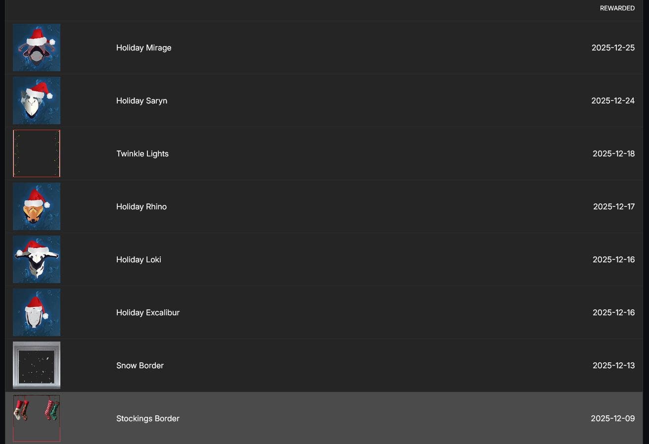 My rewards inventory.