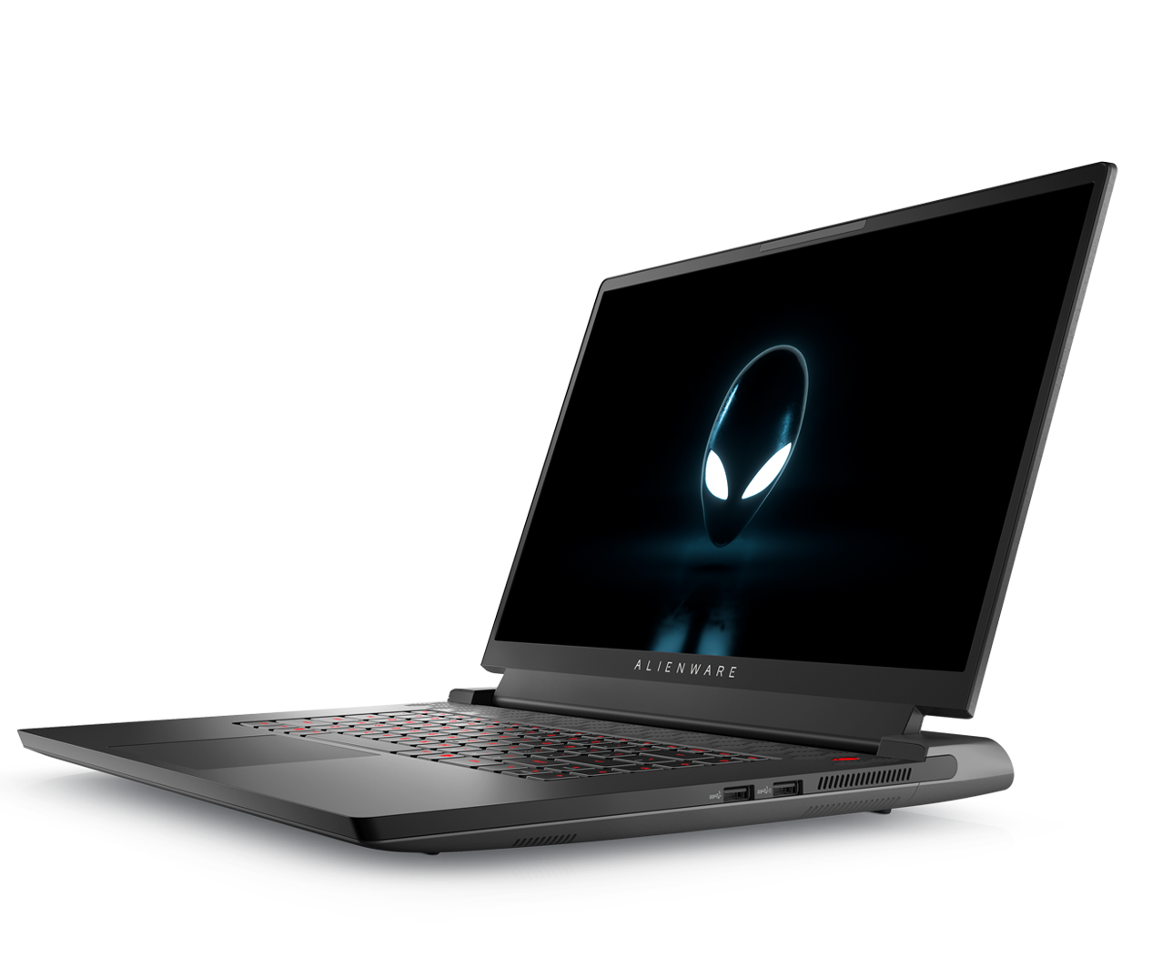 AlienWare m17 R5 laptop, angled right