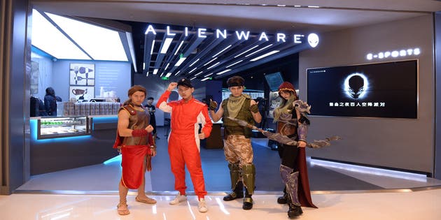 alienware pop-up store' is topped by UFO-shaped roof in hangzhou, china