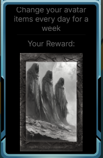 Screenshot of unaccomplished "Change your avatar items every day