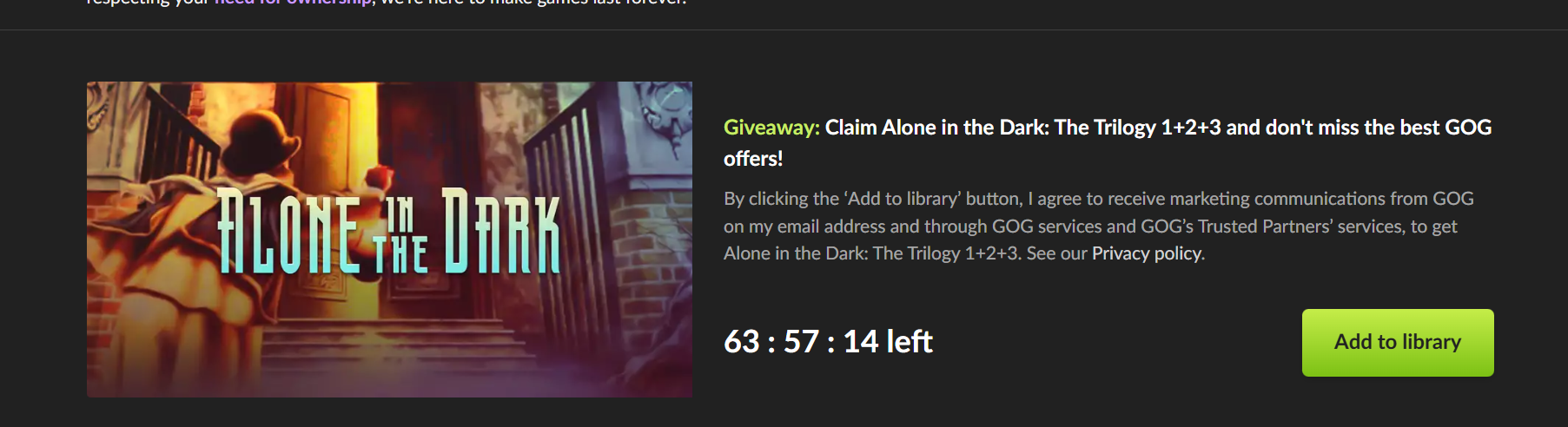 Alone in the dark giveaway from GOG