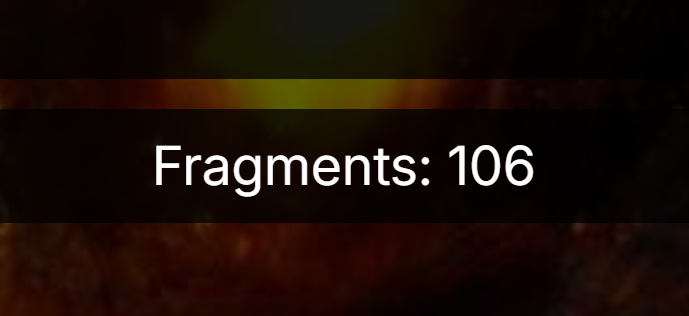 Screenshot of my artifacts page showing that I have 106 fragment