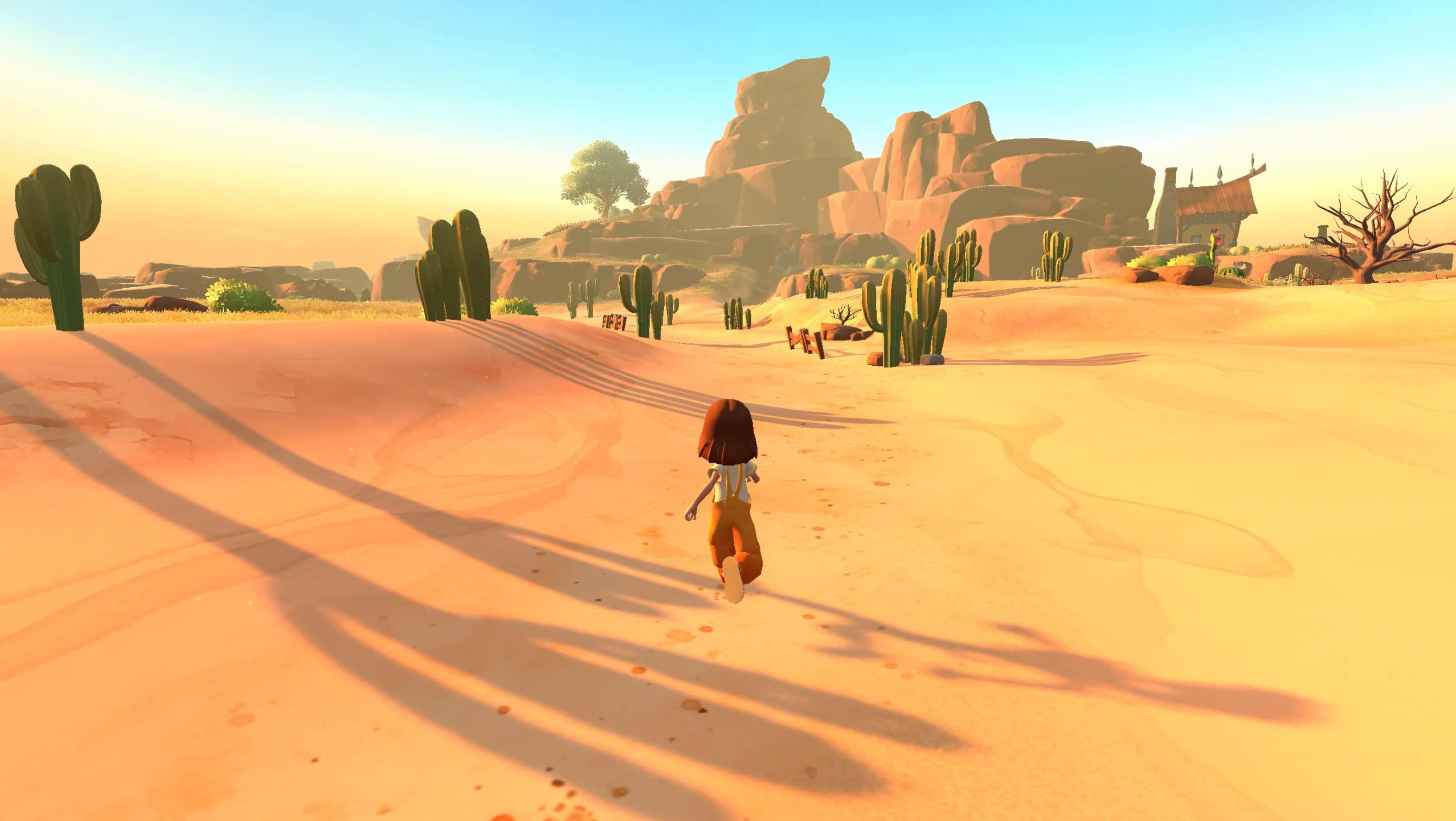 Your character running through a desert with cactus around
