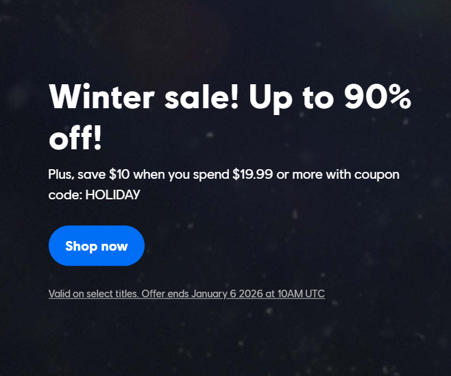[Ubisoft Store Winter Sale] Save $10 when you spend $19.99 USD o