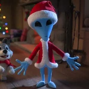 Alien dressed as Santa