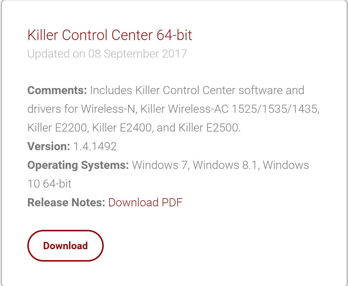 Killer control. Killer Control Center.