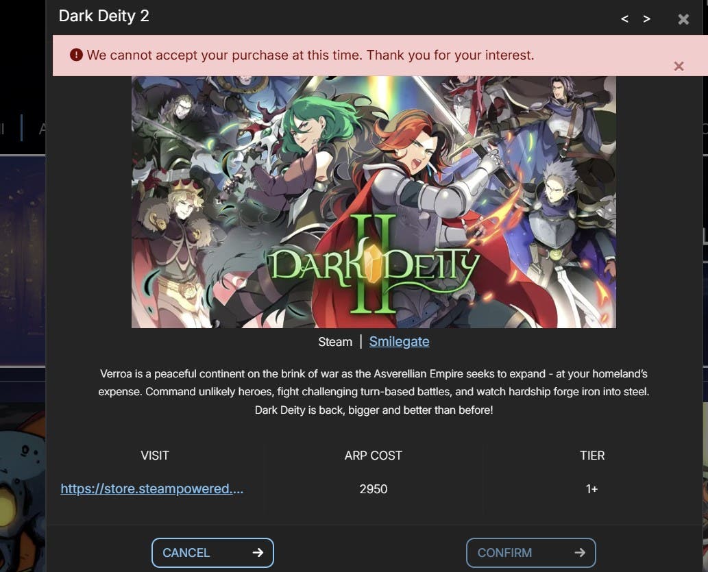 Can't purchase for NO REASON