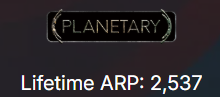 Image showing "Planetary badge" and lifetime ARP over 2500