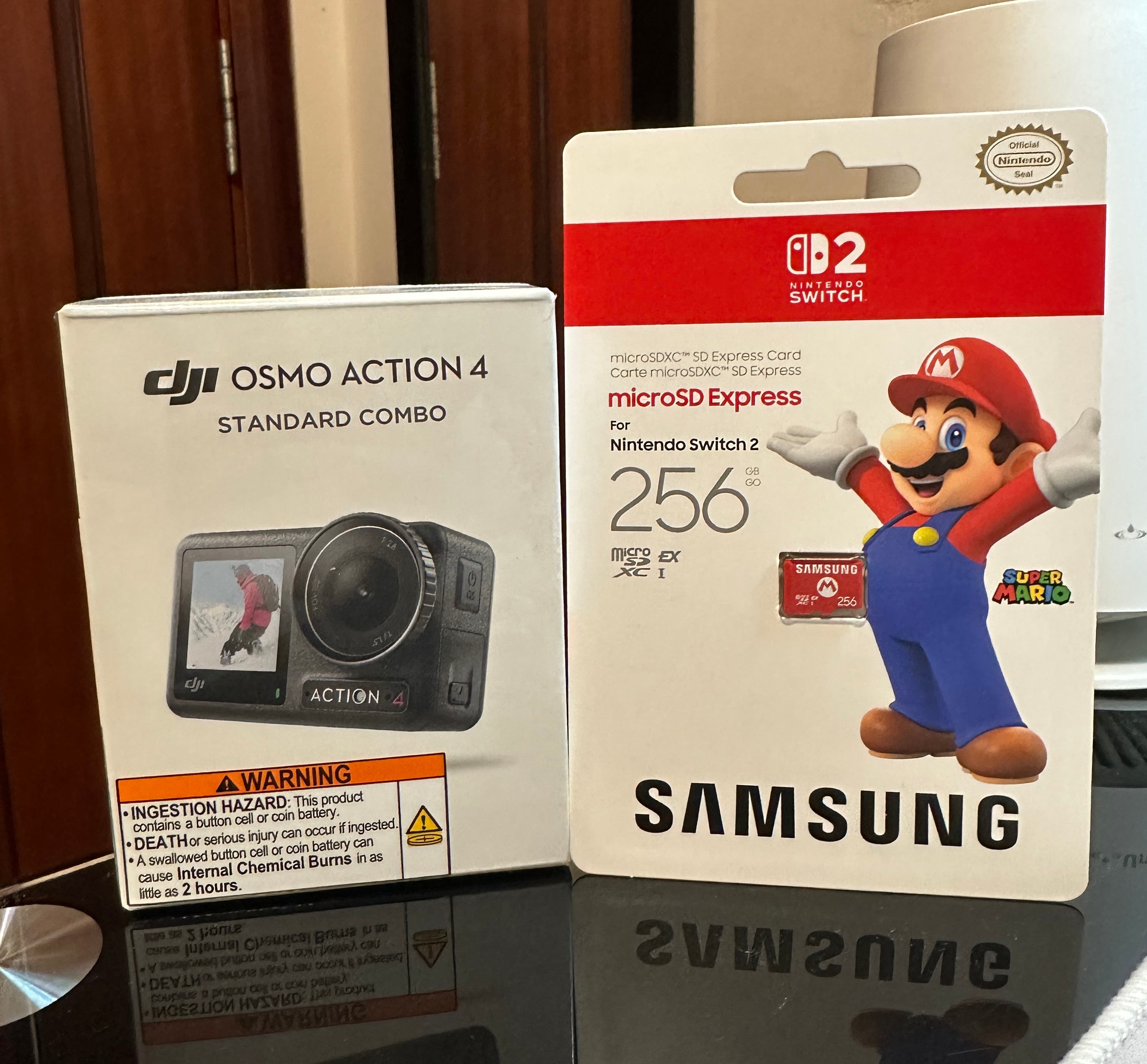 Box of DJI Action Camera and Samsung MicroSD card